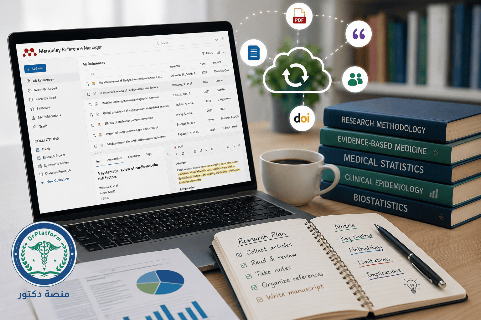 برنامج مندلي (Mendeley) لإدارة المراجع العلمية مع مزامنة المكتبة والتعاون بين الباحثين