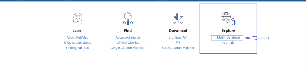 البحث عن أول مصطلح طبي باستخدام قاعدة بيانات MeSH في موقع ببمد (PubMed) 