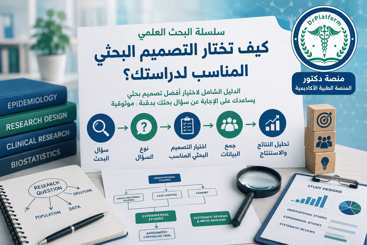 التصميم البحثي وأنواع الدراسات البحثية في البحث العلمي