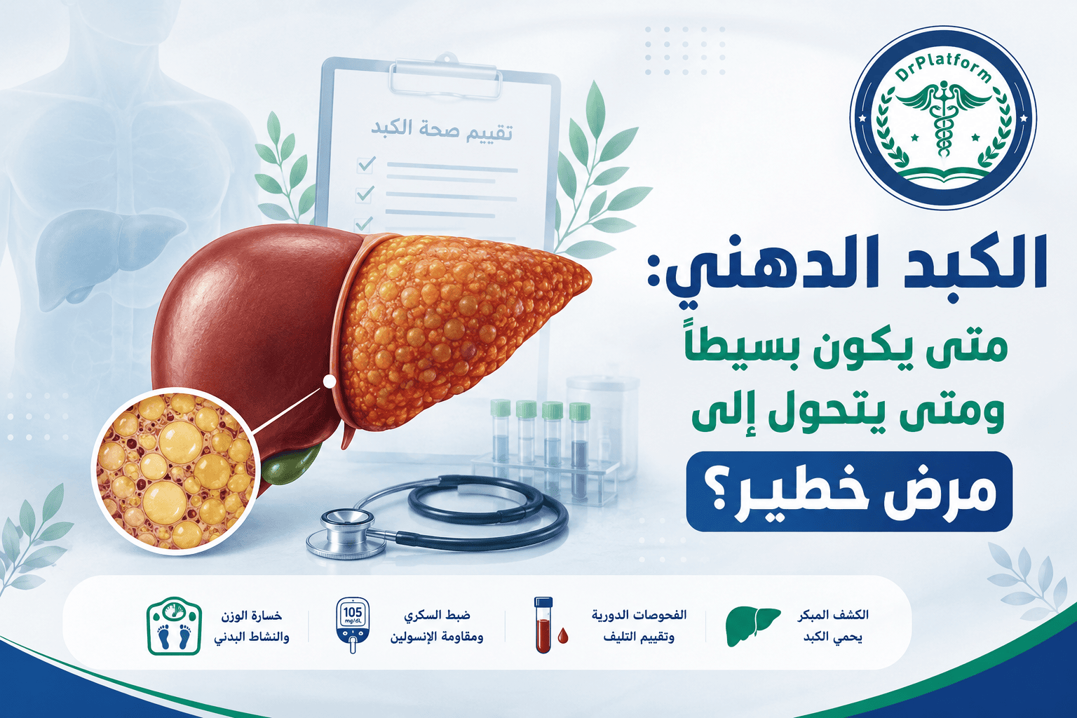 الكبد الدهني ومراحل تطوره من تراكم الدهون إلى تليف الكبد