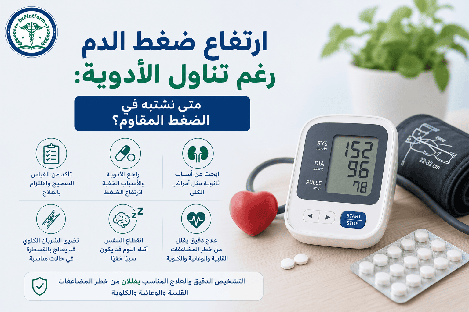 ارتفاع ضغط الدم المقاوم وأسبابه وعلاجه رغم تناول الأدوية